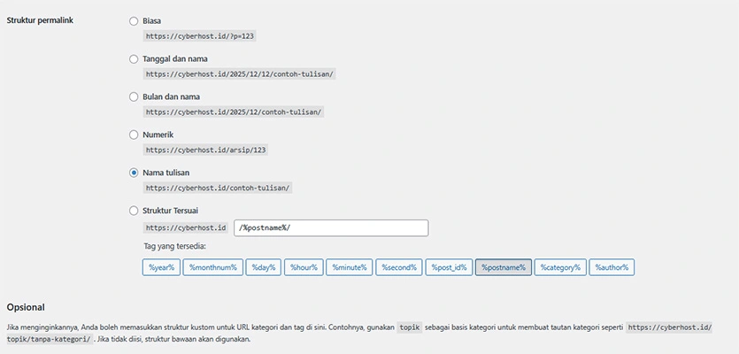 menu permalink wordpress